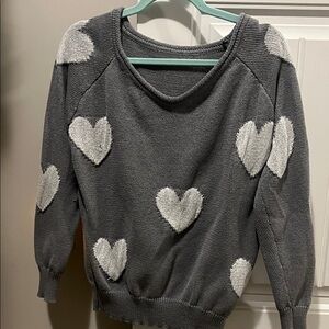 Gray Heart Pattern Women's Sweater